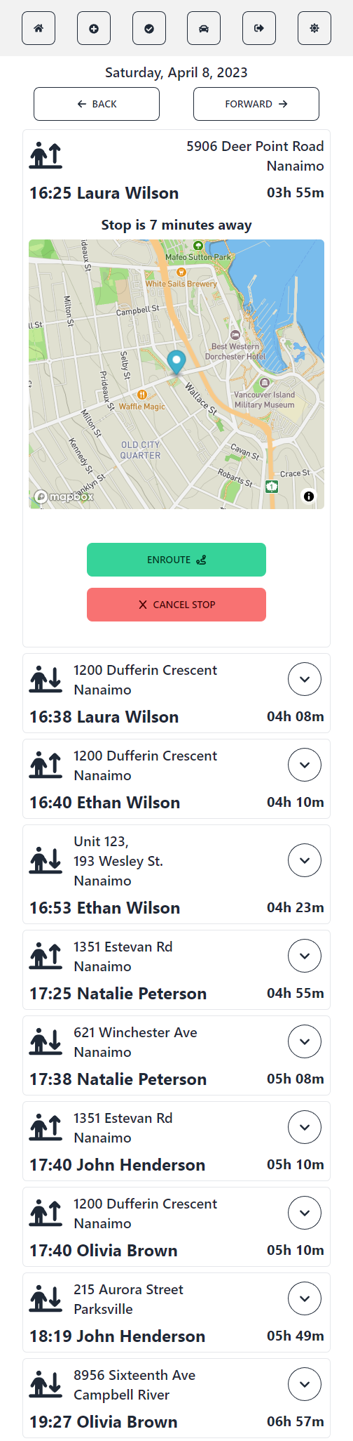 EZTripr Dashboard Interface