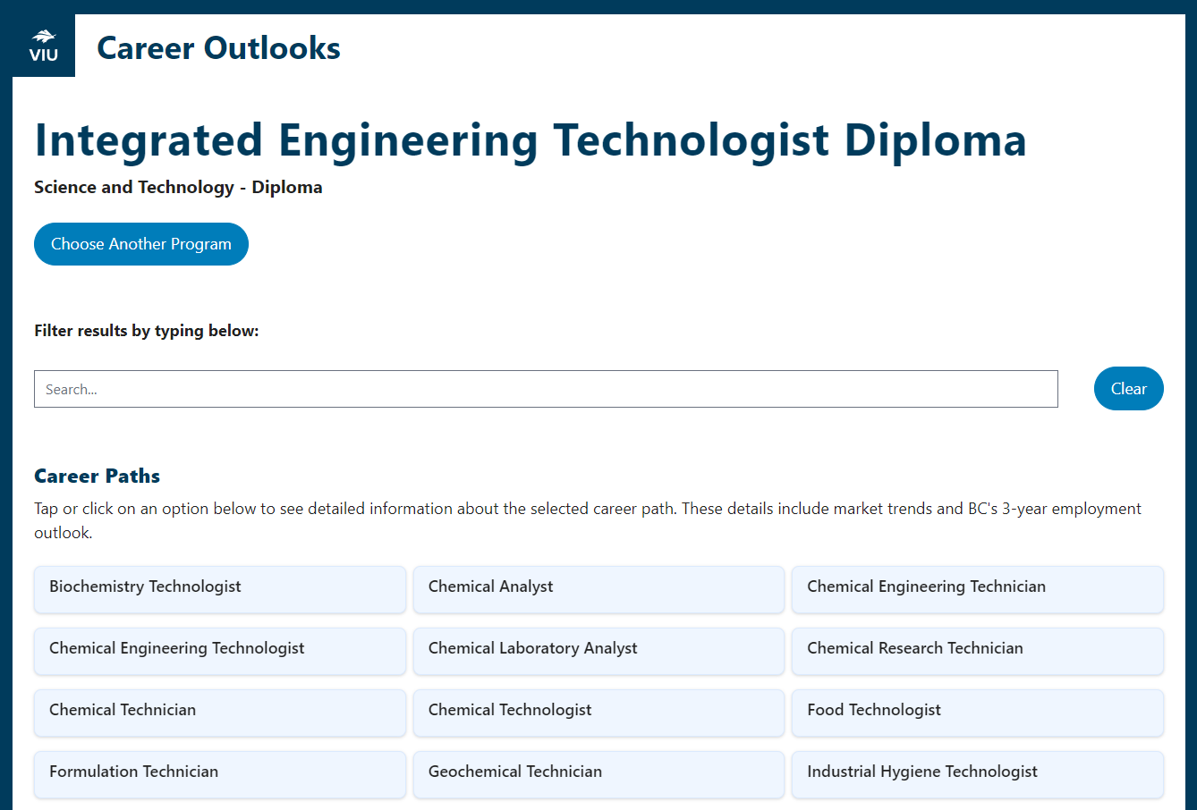 Career outlook detail — three-year regional projection rendered against credential metadata.